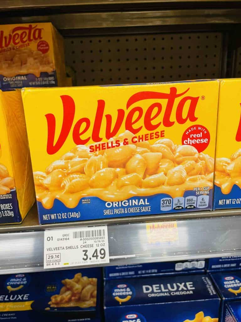 Kraft Deluxe and Velveeta Shells & Cheese Kroger Shelf Image