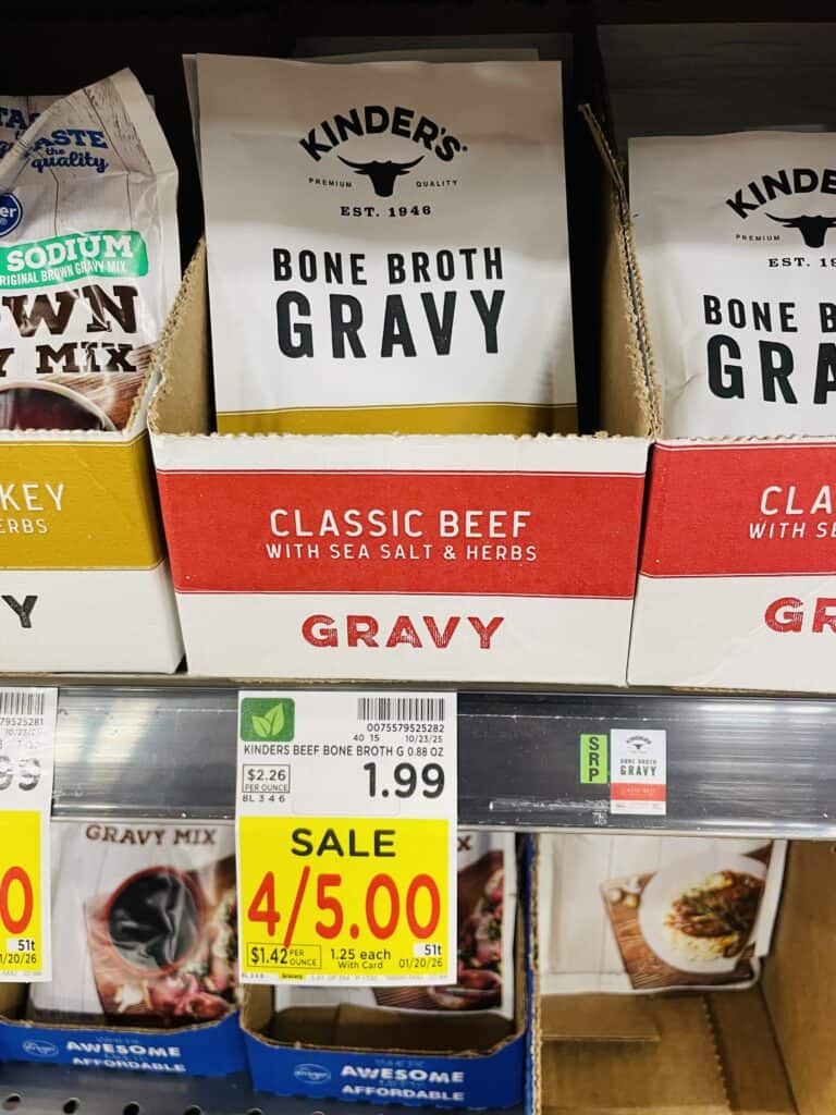 kinder bone broth gravy mix kroger shelf image (2)