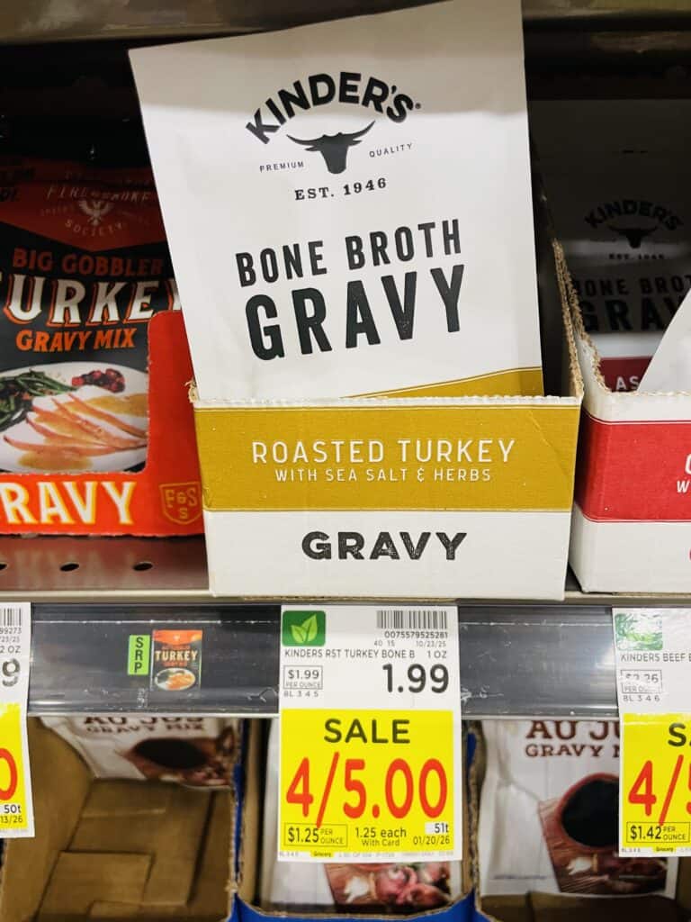 kinder bone broth gravy mix kroger shelf image (2)
