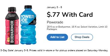 Kroger three day sale