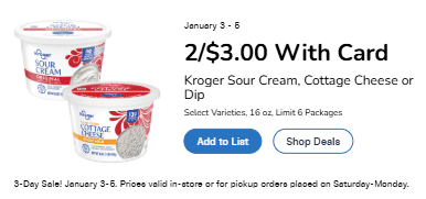 Kroger three day sale