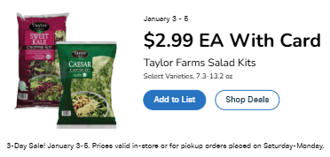 Kroger three day sale
