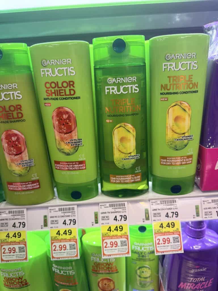 Garnier Fructis Shampoo and Conditioner Kroger Shelf Image
