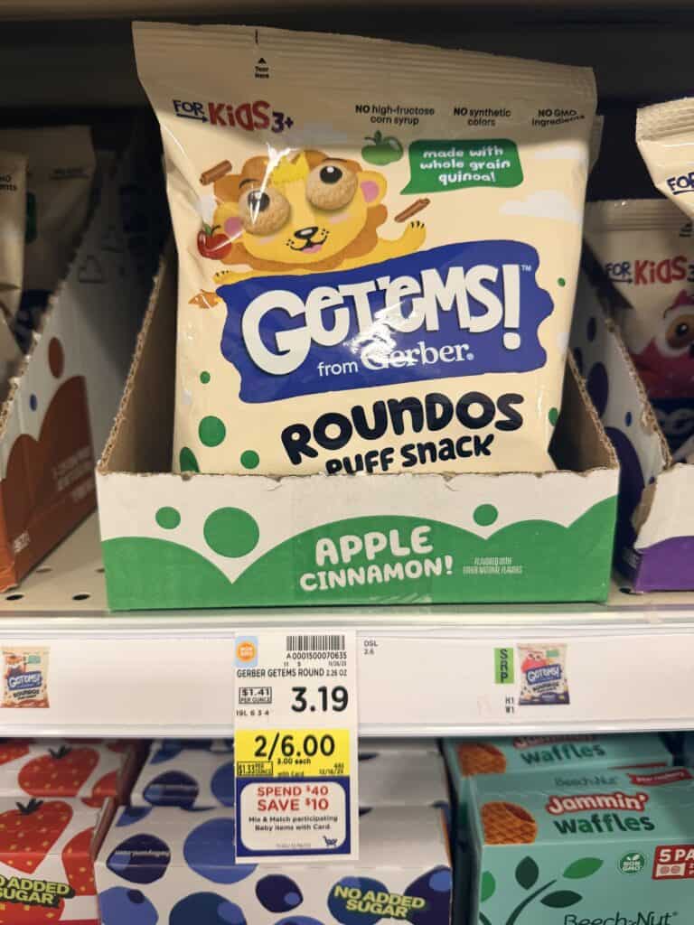 Gerber Get ems Snacks Kroger shelf image