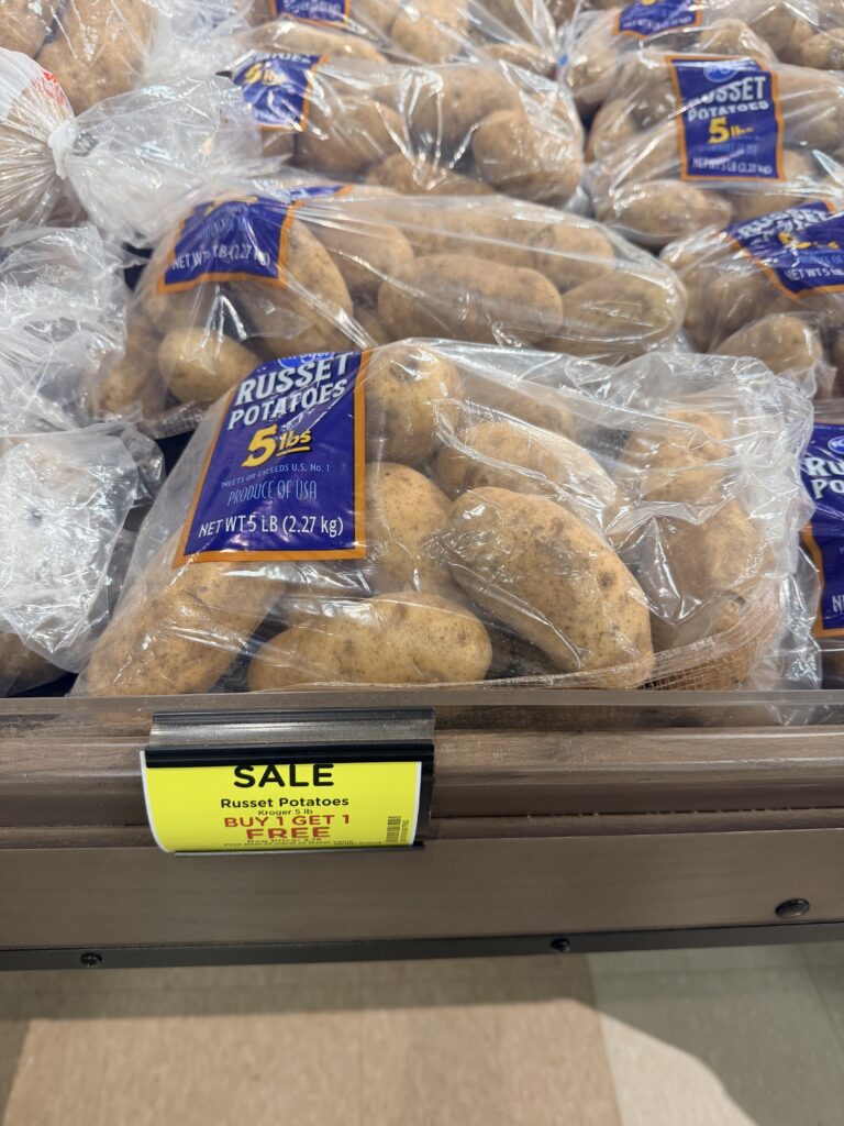 kroger russet potatoes shelf image