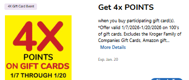 4x fuel points gift cards kroger digital coupon