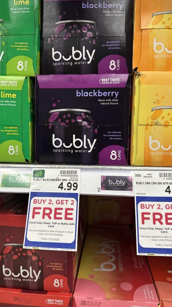 Bubly Sparkling Water Kroger Shelf Image
