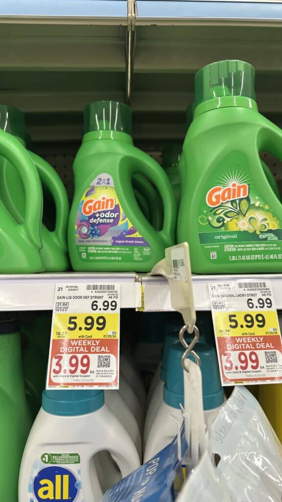 Gain and Tide Laundry Detergent Kroger Shelf Image