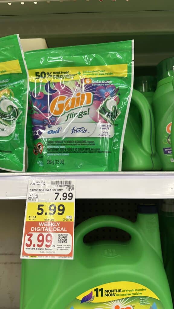 Gain and Tide Laundry Detergent Kroger Shelf Image