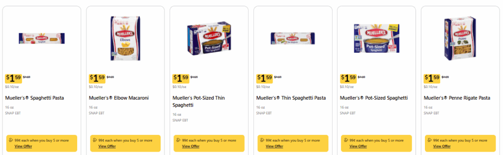 Mueller's Pasta Kroger Shelf Image