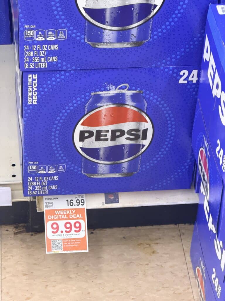 Pepsi Coca-Cola, 7up dr pepper and canada dry 24 ct soda pop kroger shelf image