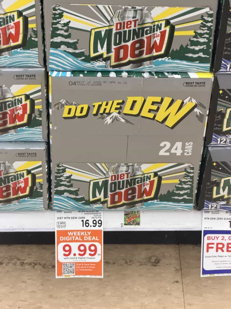 Pepsi Coca-Cola, 7up dr pepper and canada dry 24 ct soda pop kroger shelf image 
