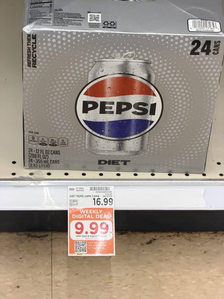 Pepsi Coca-Cola, 7up dr pepper and canada dry 24 ct soda pop kroger shelf image 