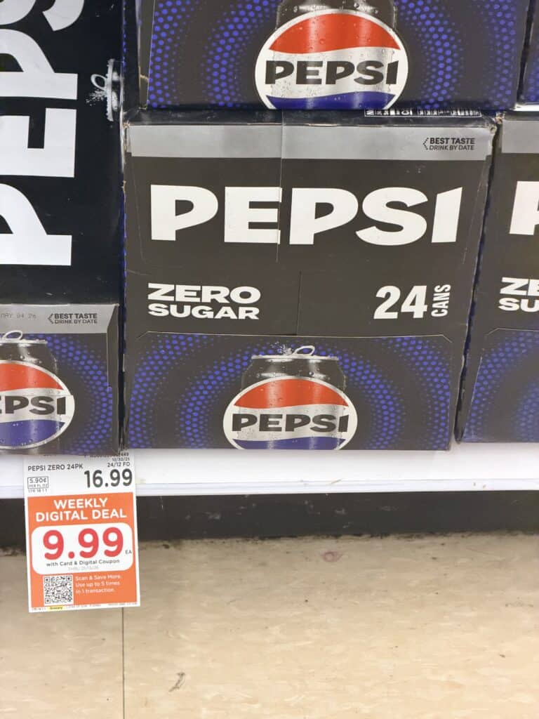 Pepsi Coca-Cola, 7up dr pepper and canada dry 24 ct soda pop kroger shelf image 