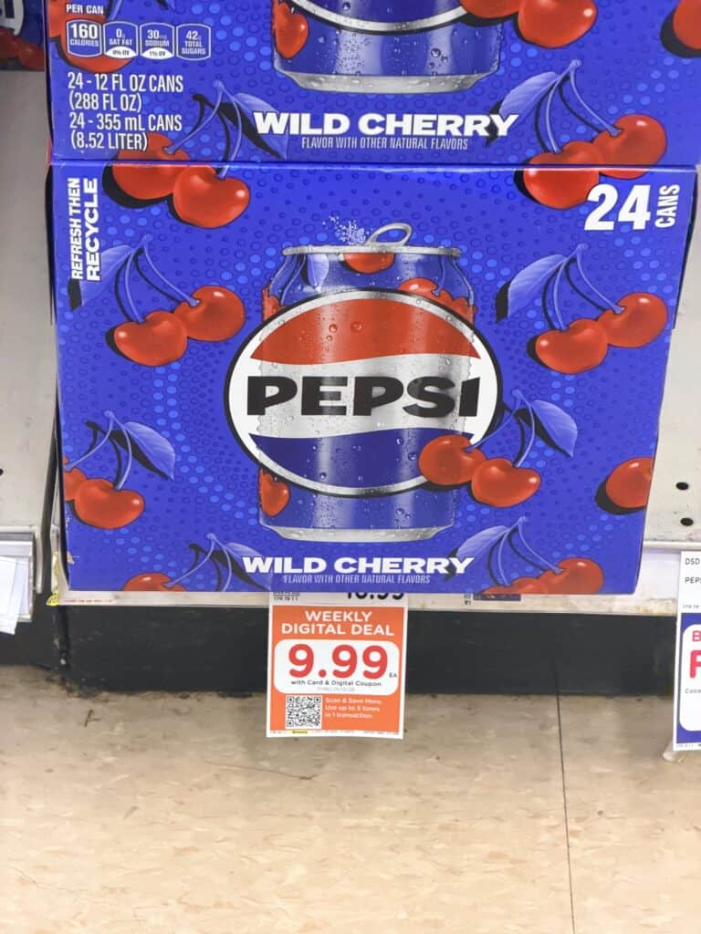 Pepsi Coca-Cola, 7up dr pepper and canada dry 24 ct soda pop kroger shelf image 
