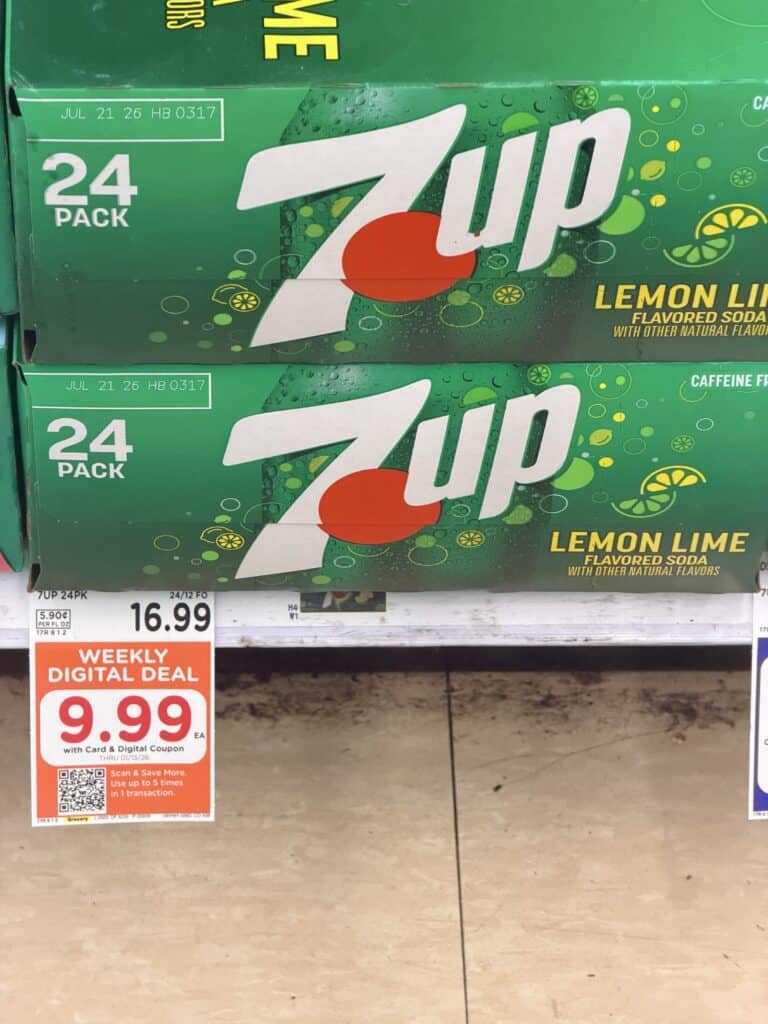 Pepsi Coca-Cola, 7up dr pepper and canada dry 24 ct soda pop kroger shelf image