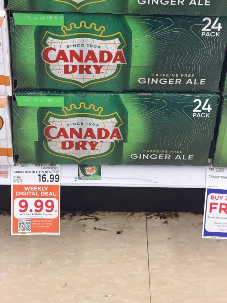 Pepsi Coca-Cola, 7up dr pepper and canada dry 24 ct soda pop kroger shelf image 