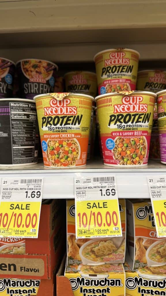 nissin protein ramen kroger shelf image