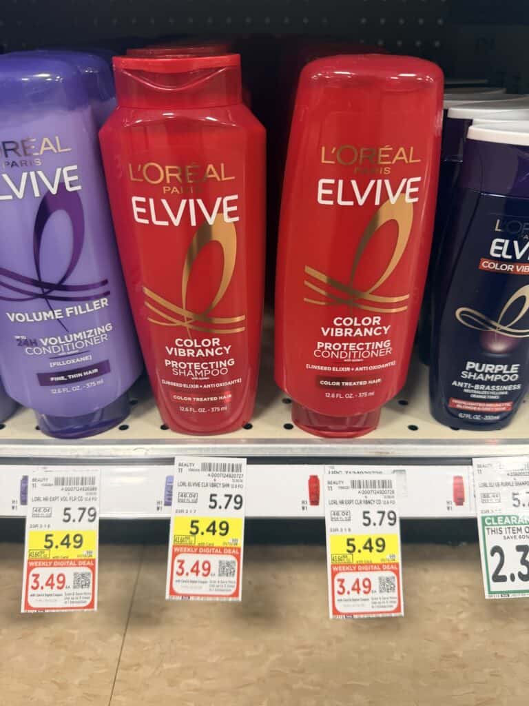 L'Oreal Paris Elvive Shampoo and Conditioner Kroger Shelf Image