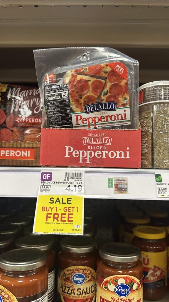 delallo pepperoni kroger shelf image