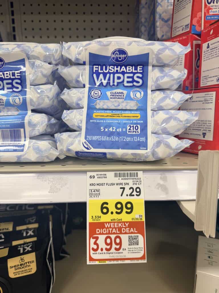 kroger flushable wipes shelf image