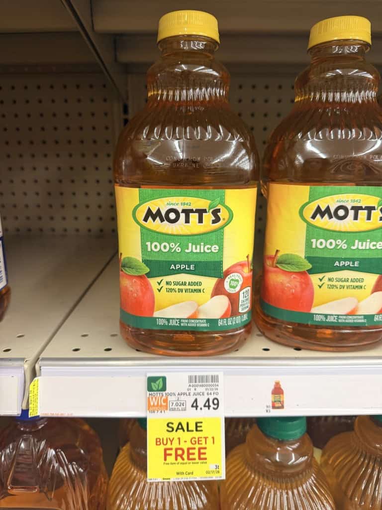 mott's apple juice kroger shelf image