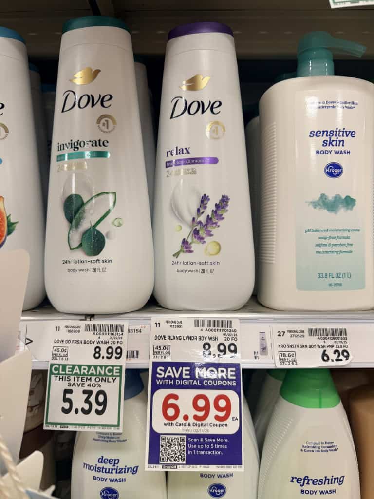 dove body wash kroger shelf image