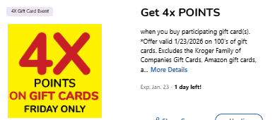 4x fuel points gift cards kroger
