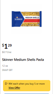 skinner pasta kroger shelf image