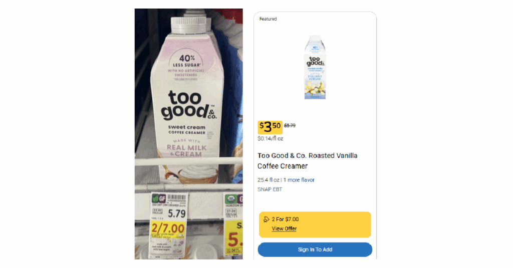 Too Good & Co Coffee Creamer Kroger Shelf Image