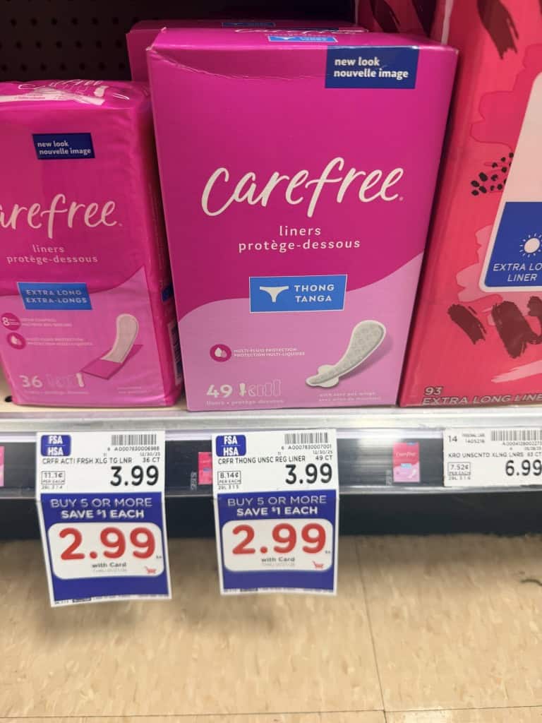 carefree liners kroger shelf image (1)
