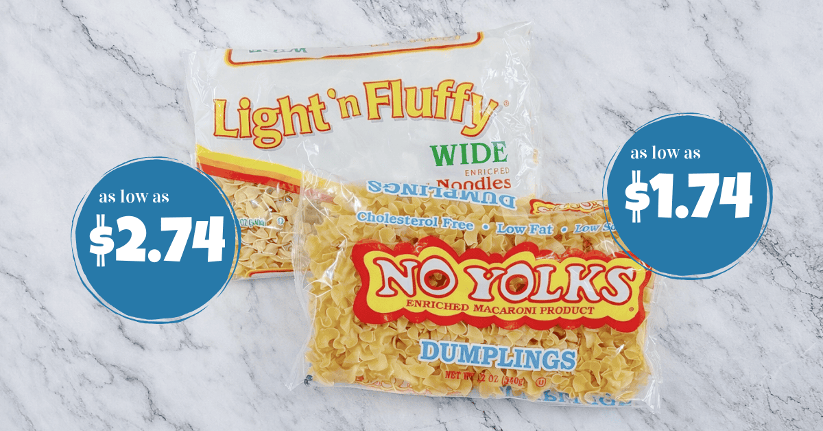 Light 'n Fluffy Noodles as low as $2.74! No Yolk Noodles as low as