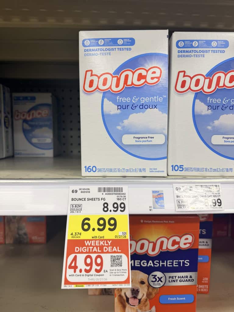 tide, downy and bounce kroger shelf image (1)