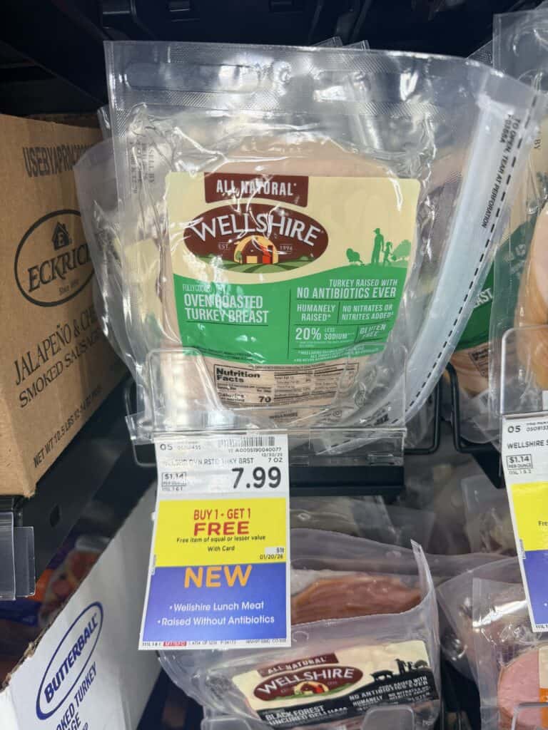 wellshire turkey bacon and lunch meat kroger shelf image (1)