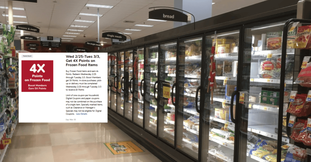 4x fuel points frozen foods kroger digital coupon