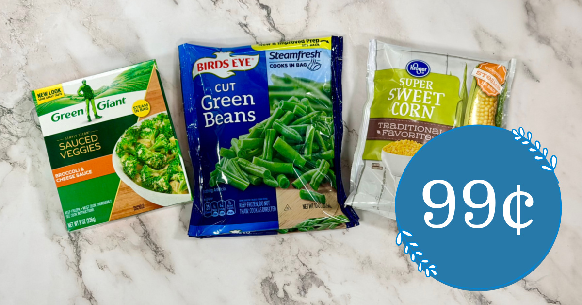 Kroger Brand, Birds Eye and Green Giant Frozen Vegetables are 99