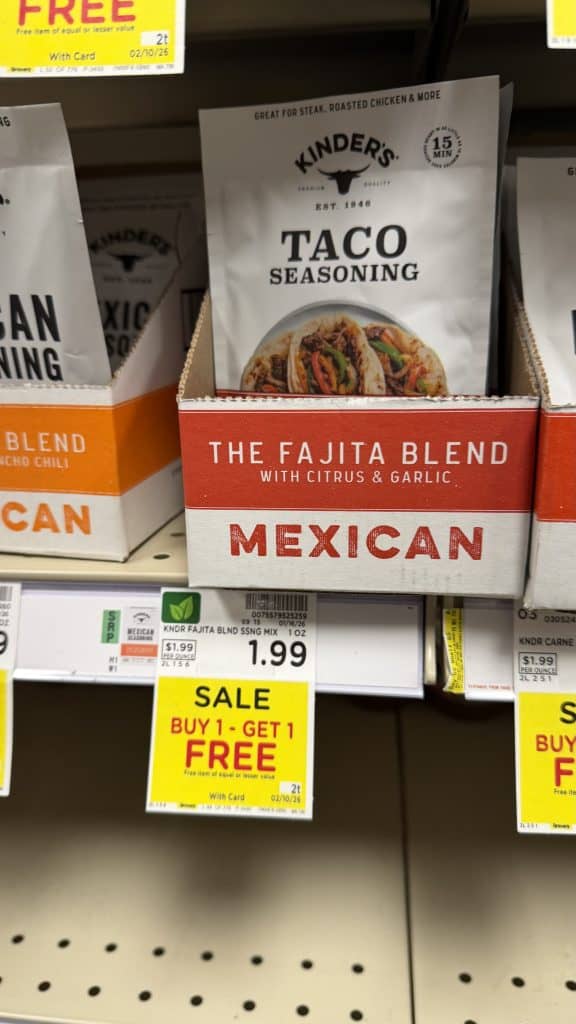 Kinder's Seasonings Kroger shelf image