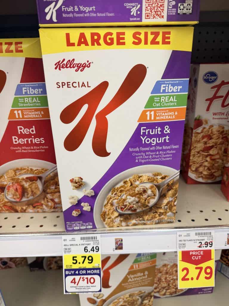 Kellogg's Large Cereals Kroger Shelf Image