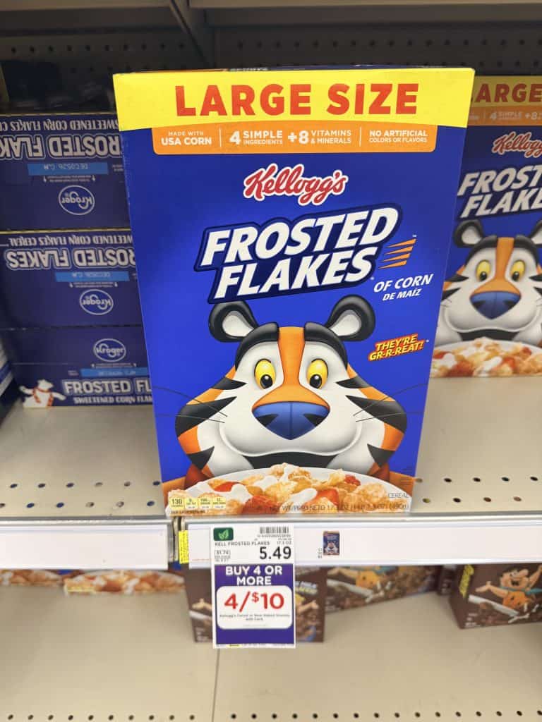 Kellogg's Large Cereals Kroger Shelf Image