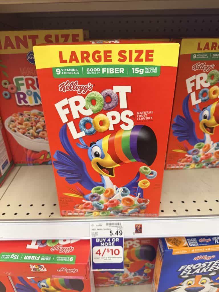 Kellogg's Large Cereals Kroger Shelf Image