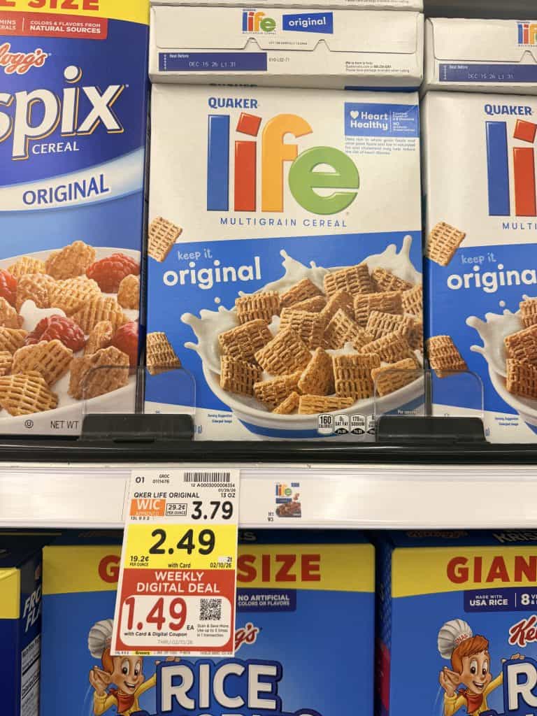 quaker cereal kroger shelf image