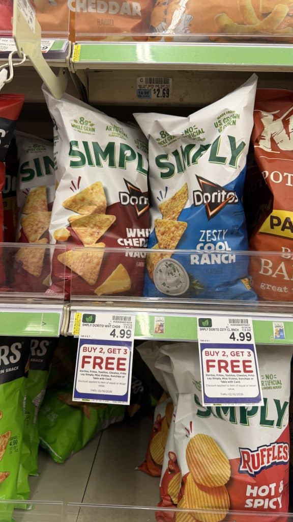 Simply Frito-Lay and Miss Vickies Snacks Kroger shelf image