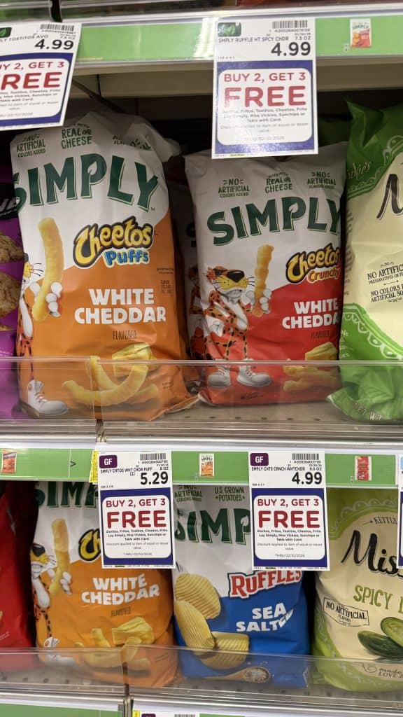 Simply Frito-Lay and Miss Vickies Snacks Kroger shelf image
