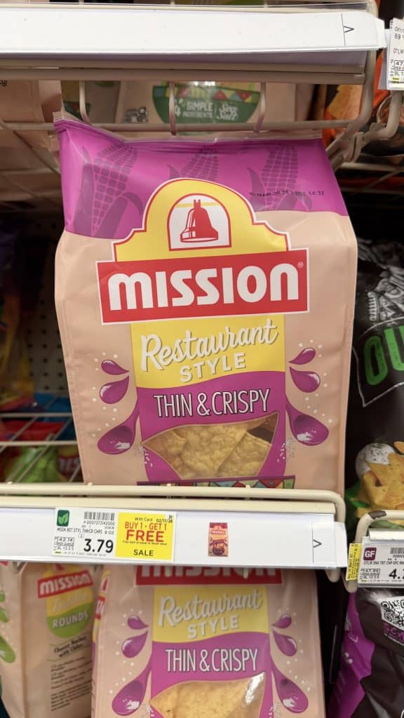 Mission Tortilla Chips Kroger shelf image