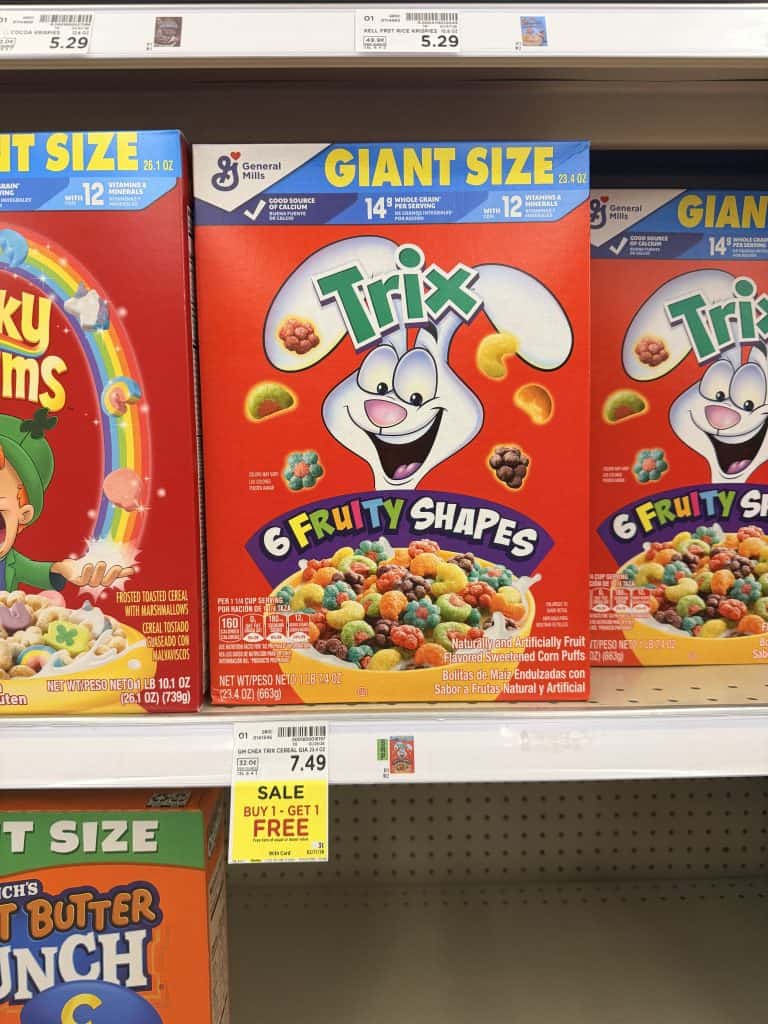 General Mills Trix Kroger shelf image
