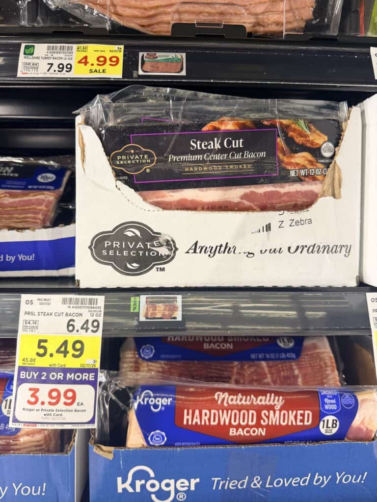kroger and private selection bacon kroger shelf image