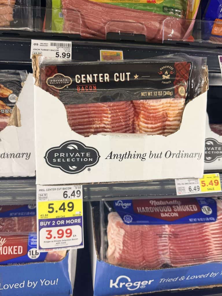 kroger and private selection bacon kroger shelf image