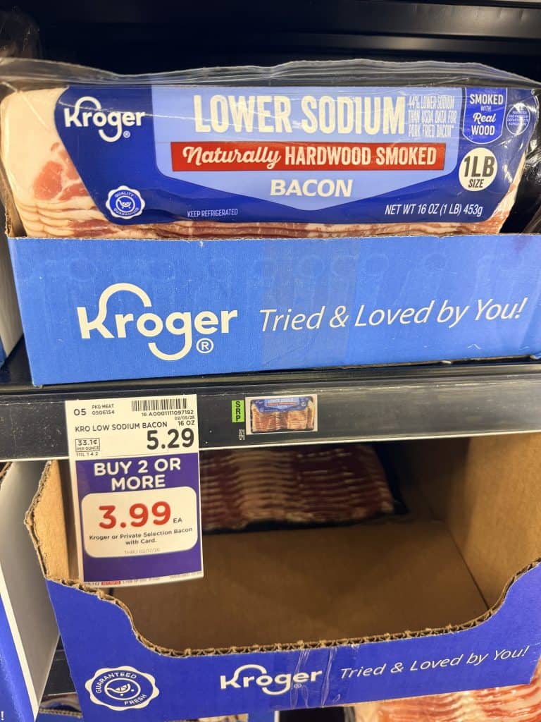 kroger and private selection bacon kroger shelf image