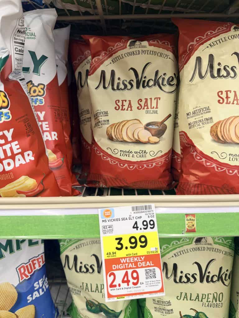 Smartfood, Lay's Baked and Miss Vickies Kroger Shelf Image