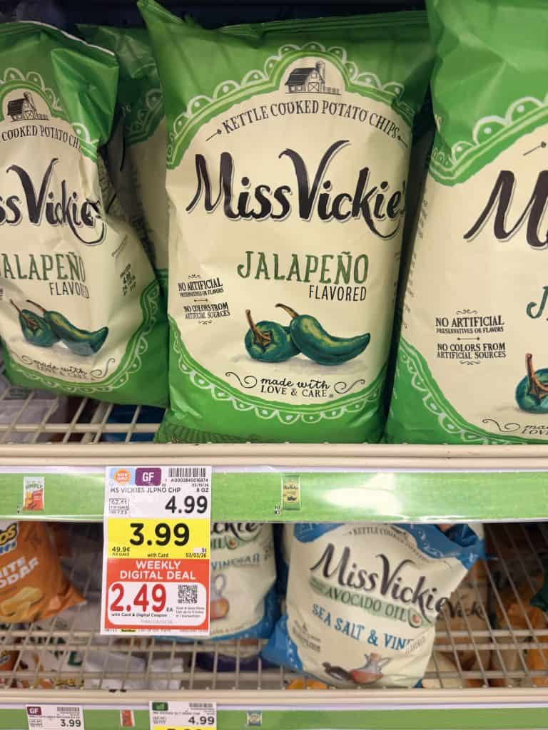 Smartfood, Lay's Baked and Miss Vickies Kroger Shelf Image